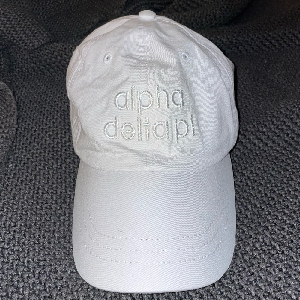 White Alpha Delta Pi Cap